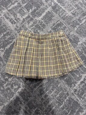 Zara Yellow, Brown & Black Plaid Skater Mini Skirt